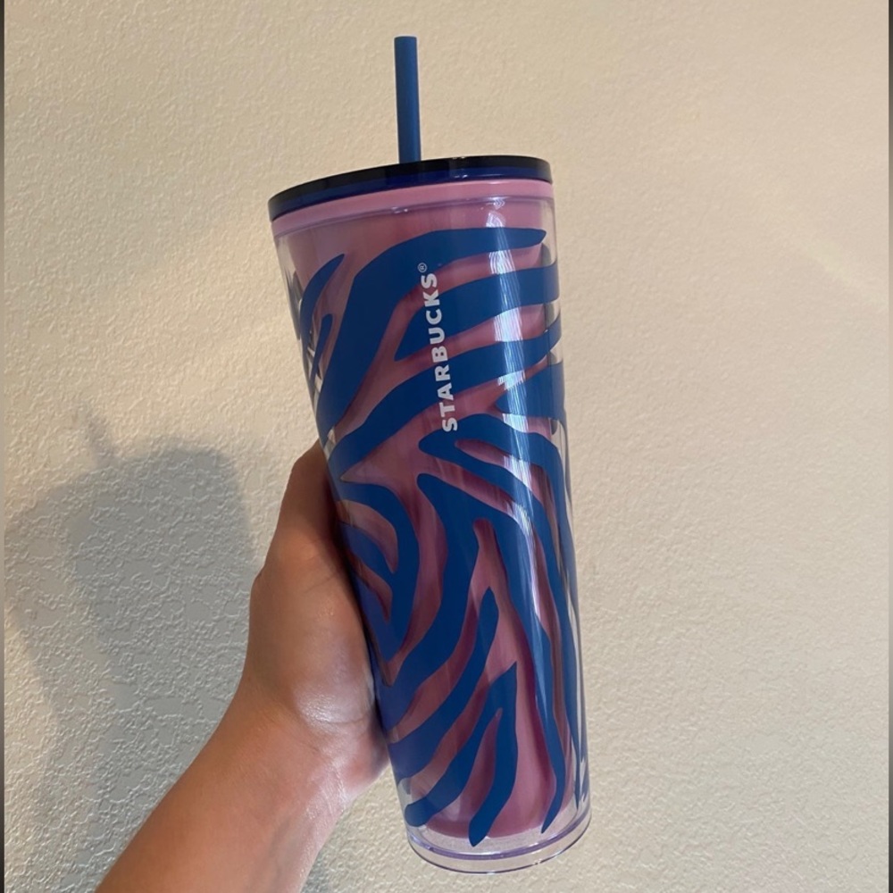 NWT Purple & Blue Zebra Print Starbucks Tumbler